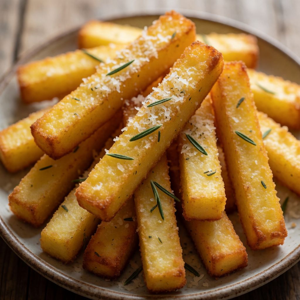 Sprø stekt polenta-fries