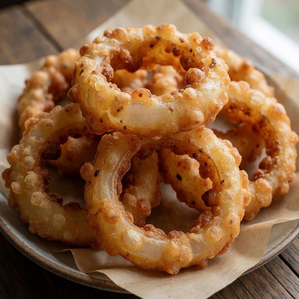 Crispy Beer-Battered Onion Rings with Chilli Cheddar Dip