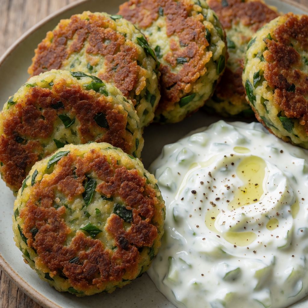 Greek Vegetable Patties with Tzatziki