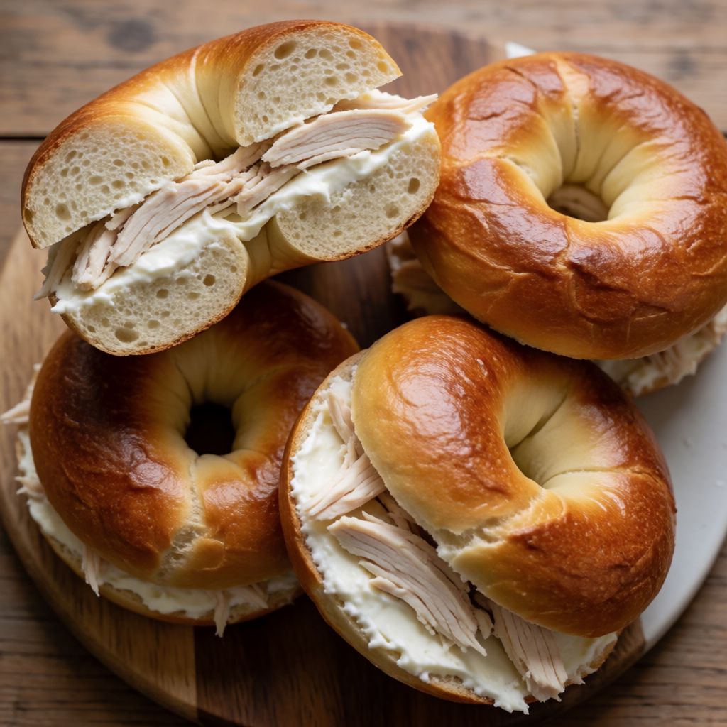 Homemade Bagels with Cream Cheese and Chicken