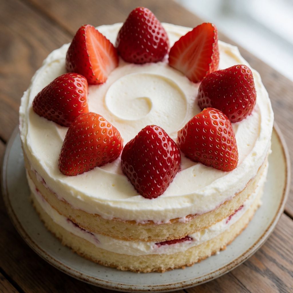 Cream and Strawberry Cake