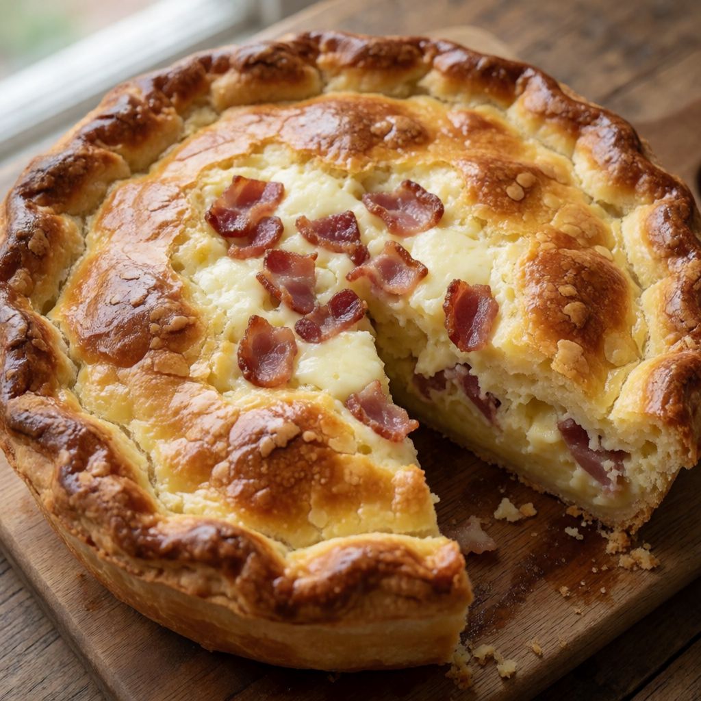 Savoury Pie with Mozzarella and Bacon