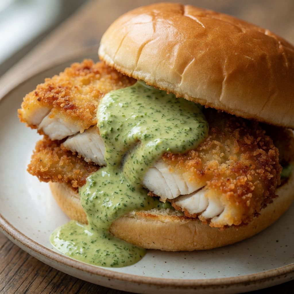 Fish Burgers with Green Sauce