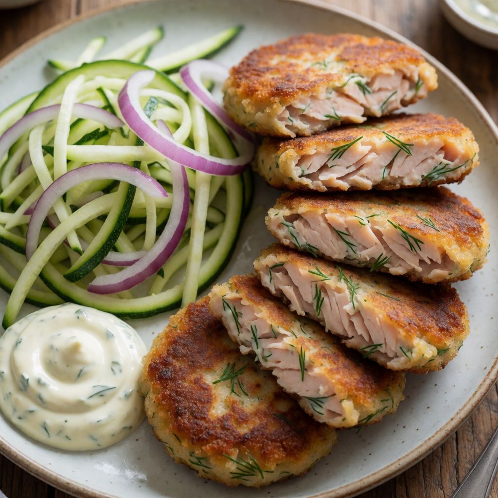 Salmon Fishcakes with Remoulade and Raw Vegetable Salad