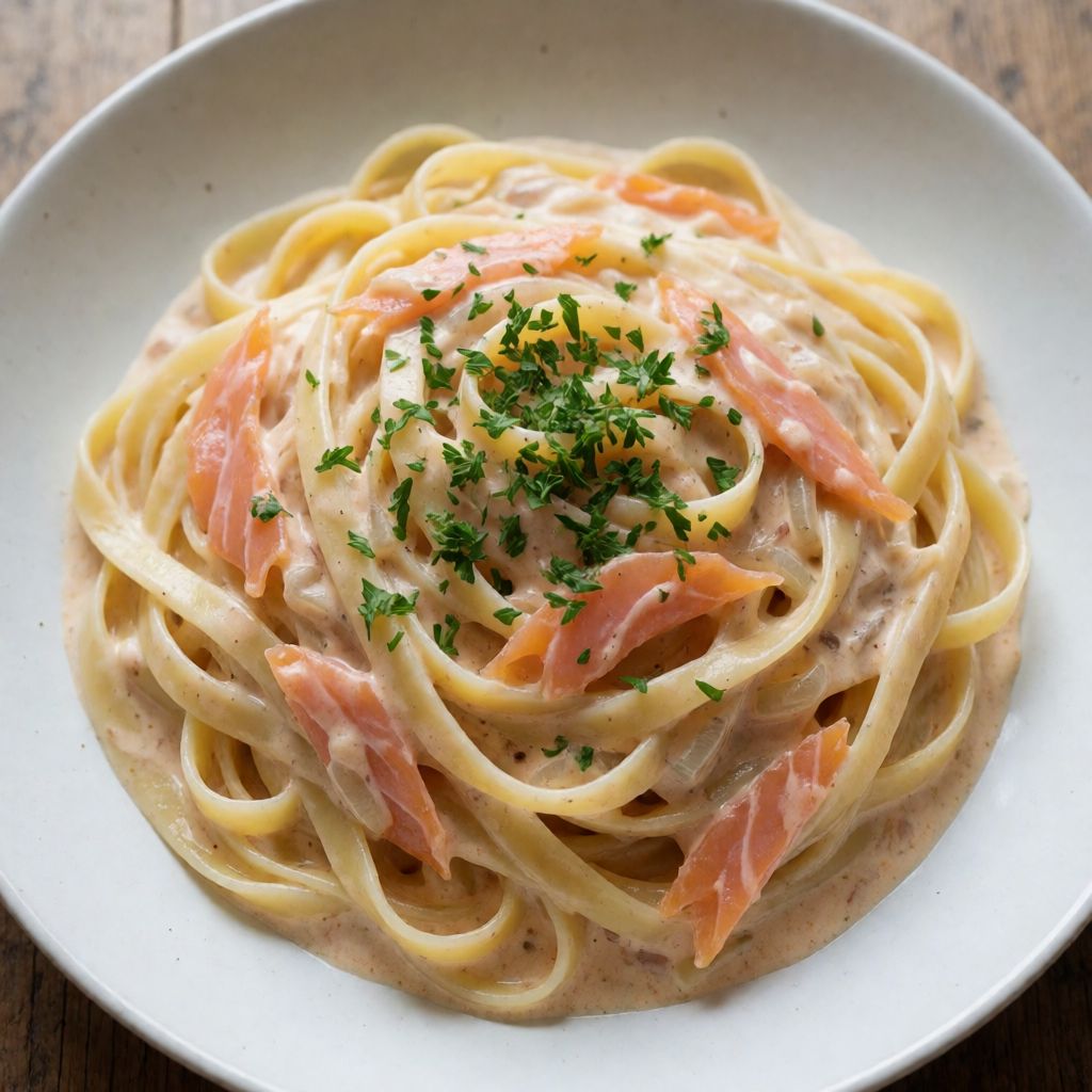 Tallarines amb salmó fumat