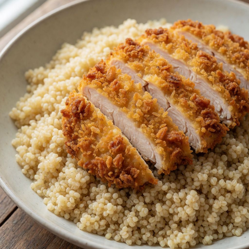 Bulgur Salad with Crispy Chicken Breast