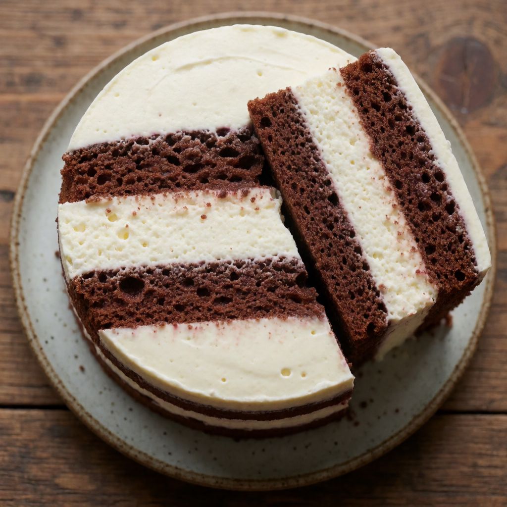 Cocoa Cake with Mousseline Cream and Raspberries