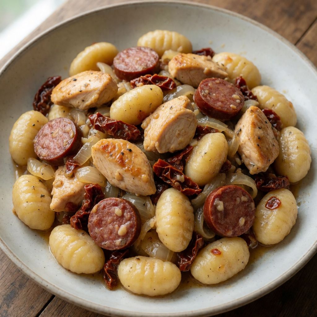 Gnocchi con pollo e chorizo