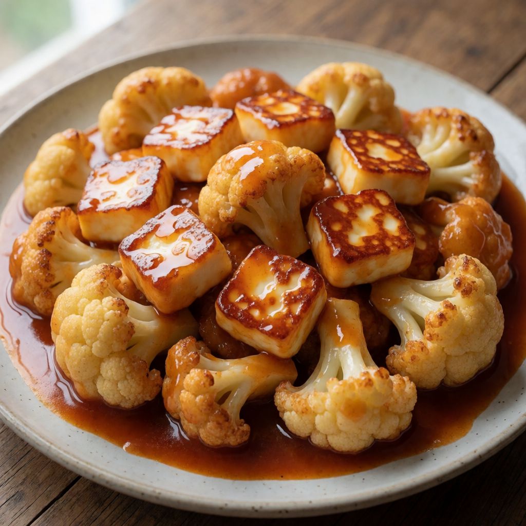 Cauliflower and Halloumi in Sweet and Sour Sauce