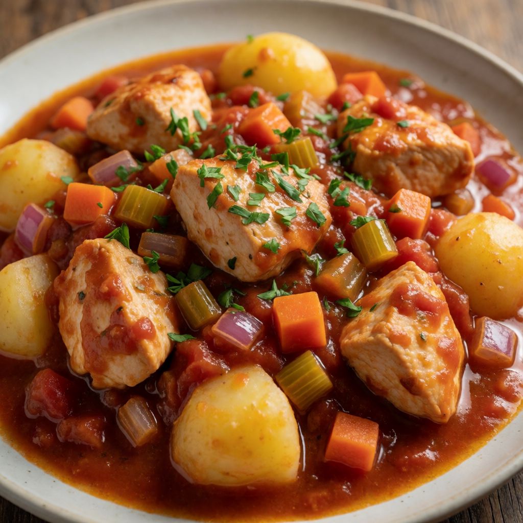Chicken Pieces in Tomato Sauce with Potatoes