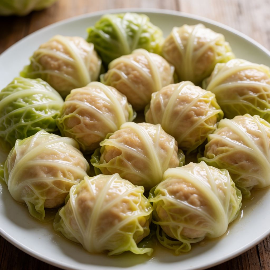 Juicy Chicken Meatballs in Cabbage Wraps