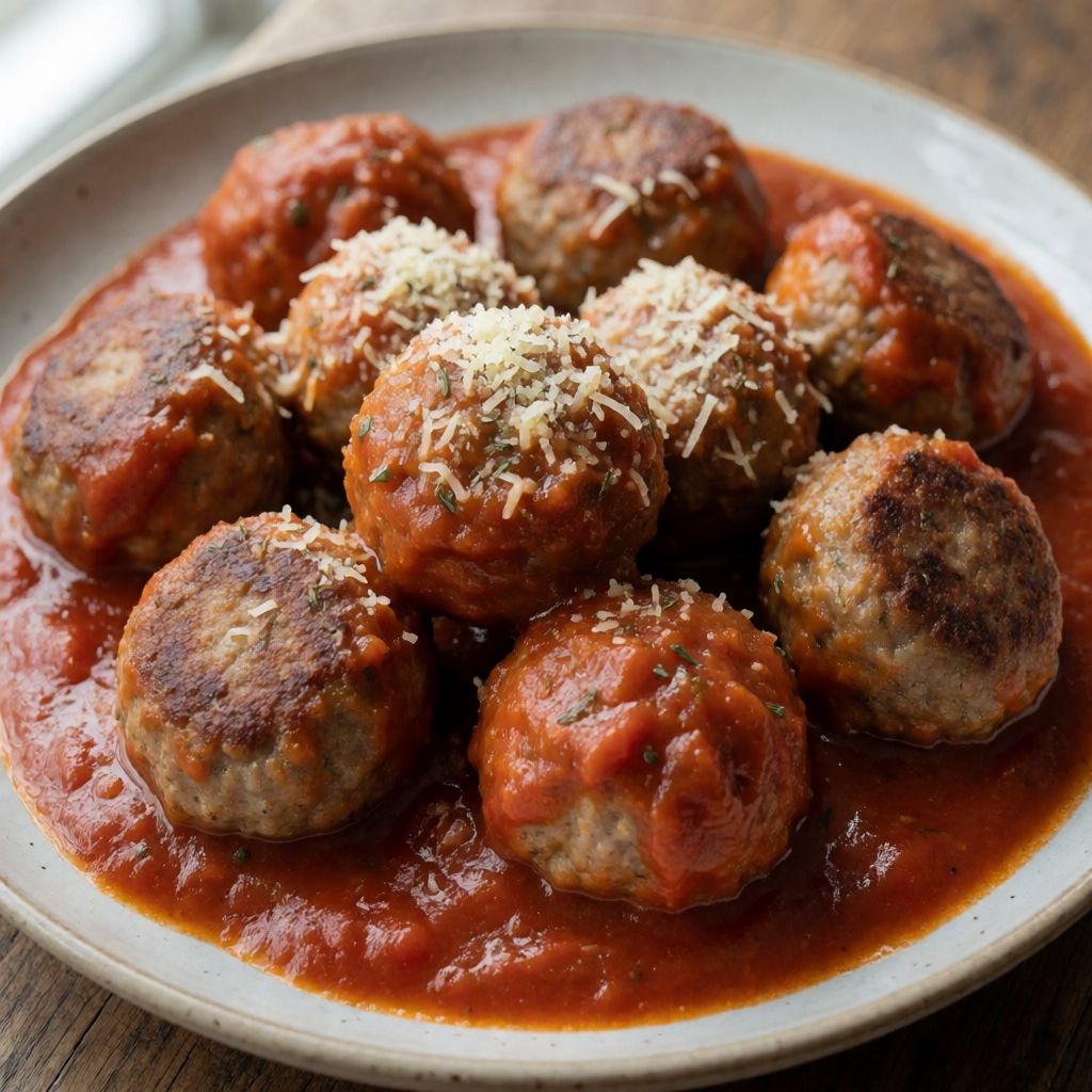 Italian Meatballs in Tomato Sauce, Oven-Baked