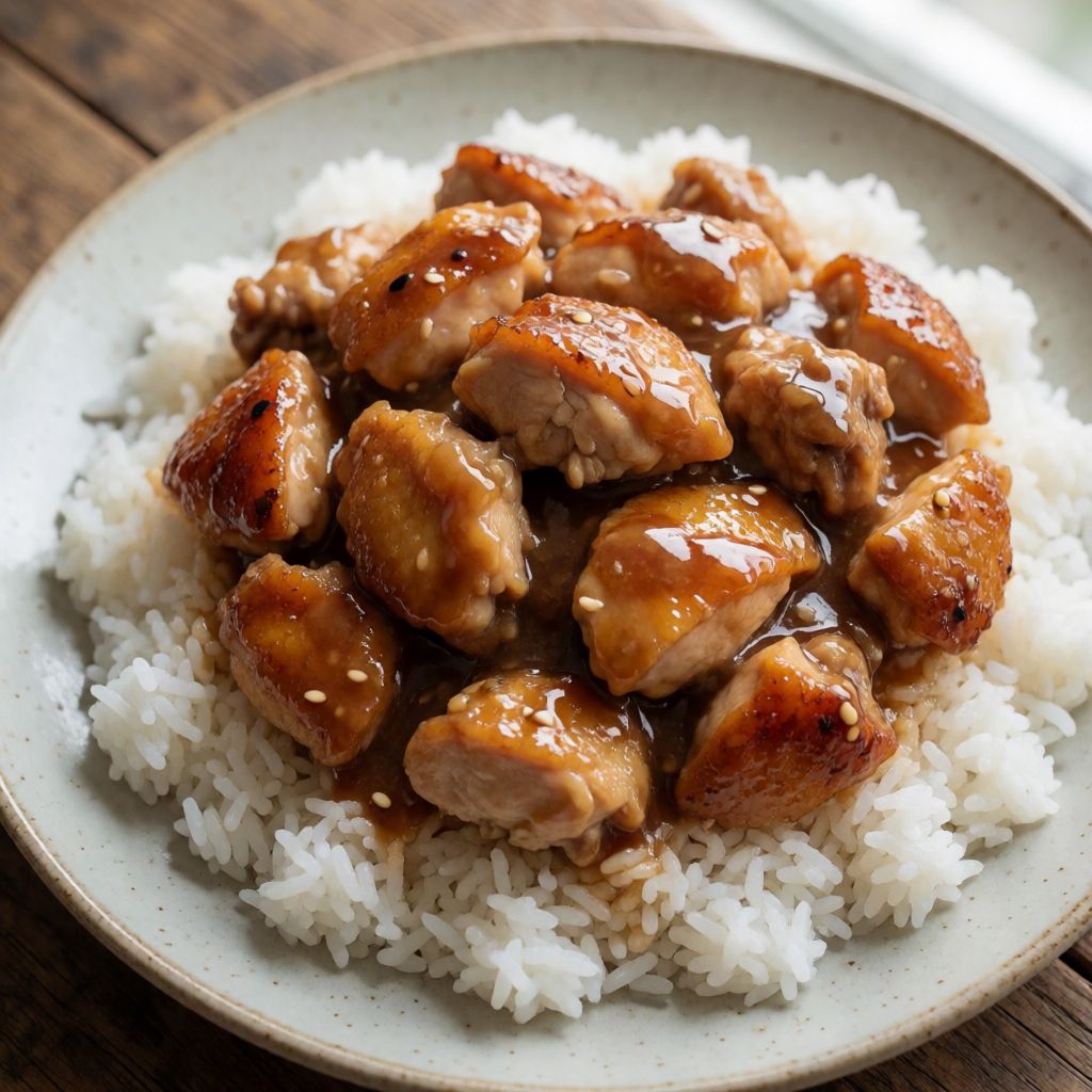 Sesame Chicken with Rice and Ginger Yoghurt