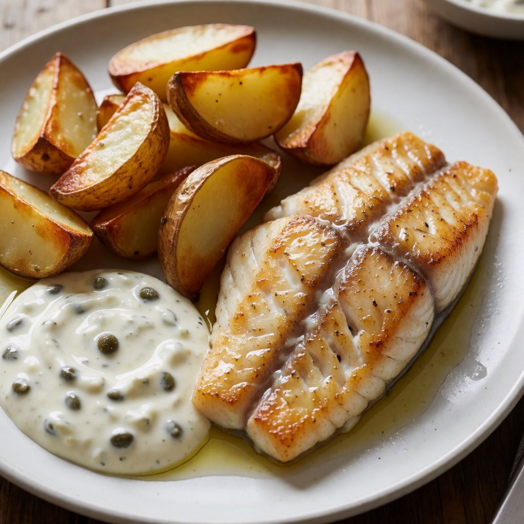 Flounder Fillet with Tartare Sauce and Potatoes