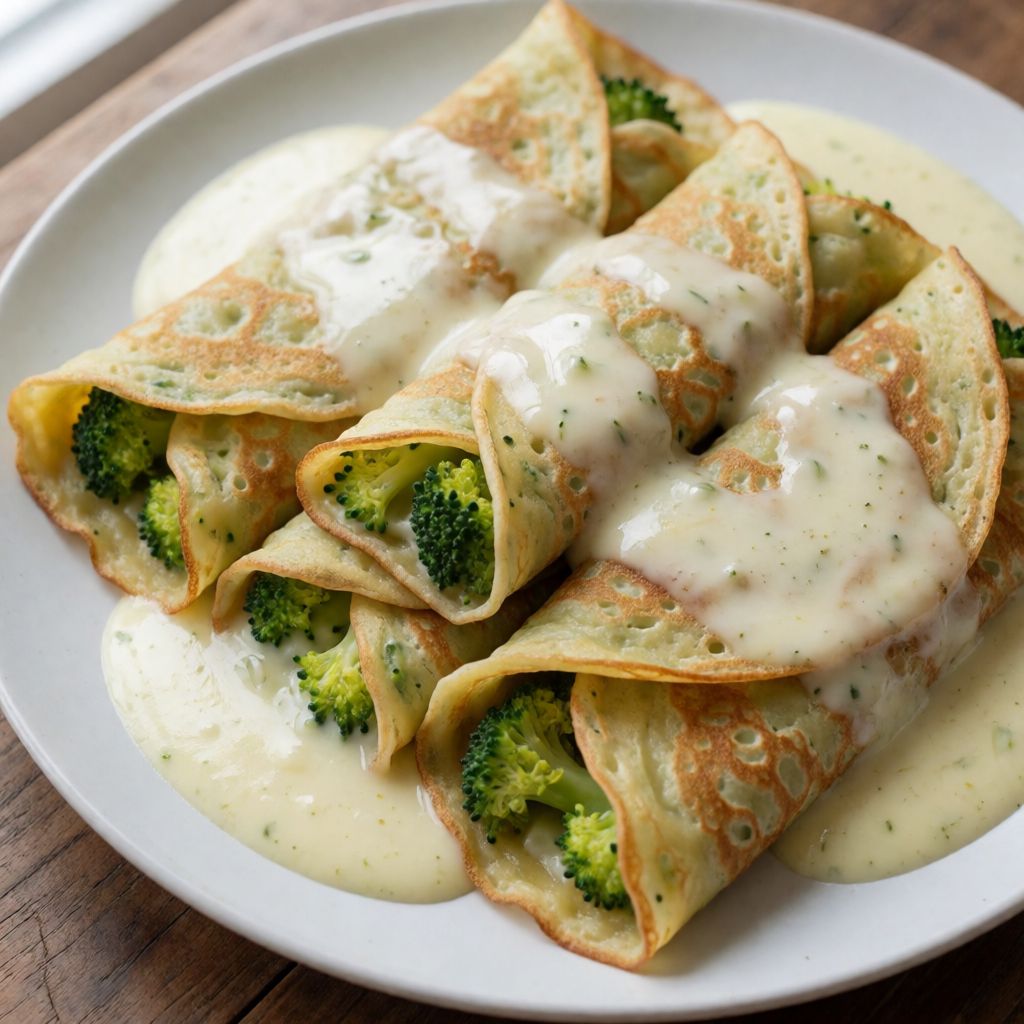 Broccoli Crêpes with Gorgonzola Sauce