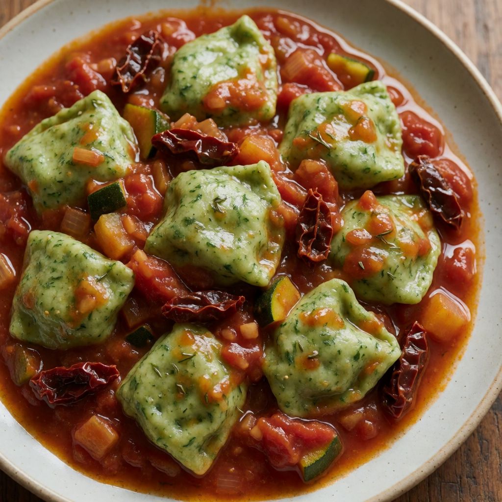 Spinach Malfatti in Spiced Tomato Sauce