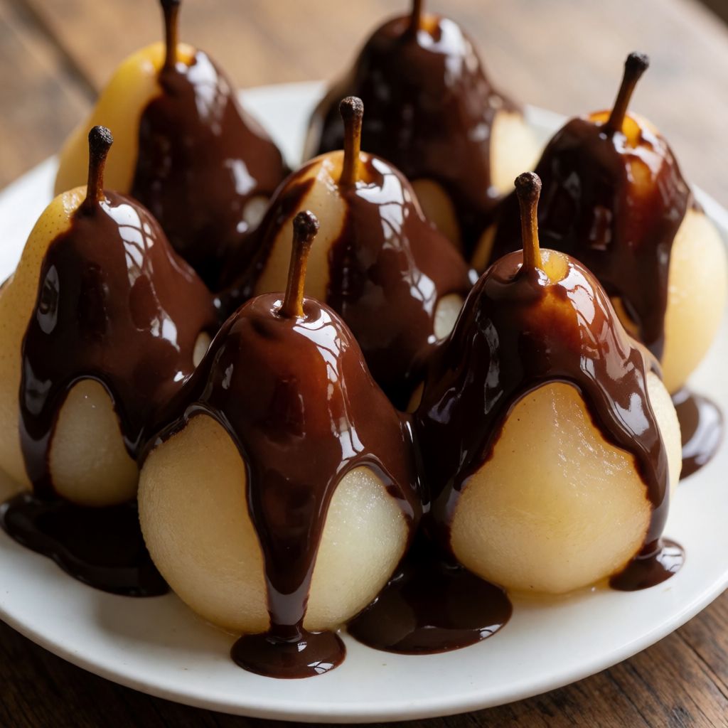 Pears with Chocolate Sauce