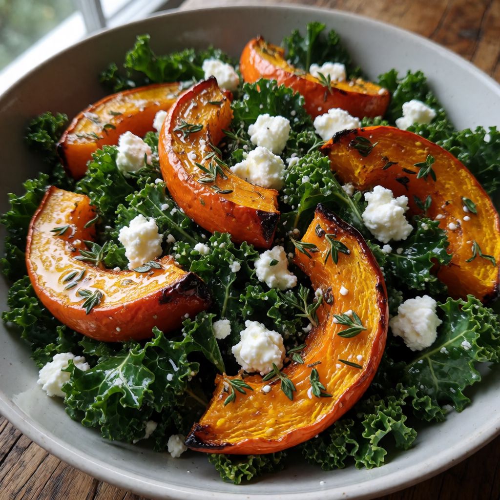 Pumpkin, Kale and Feta Salad