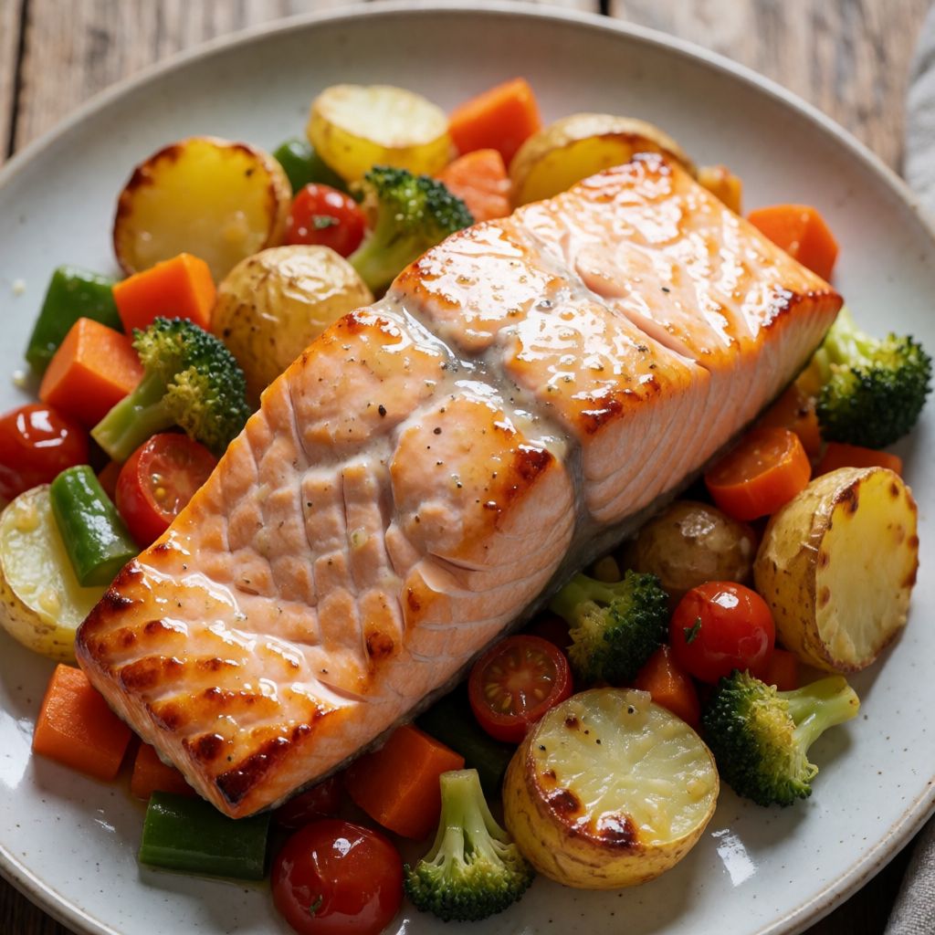 Salmon Bake with Potatoes and Vegetables