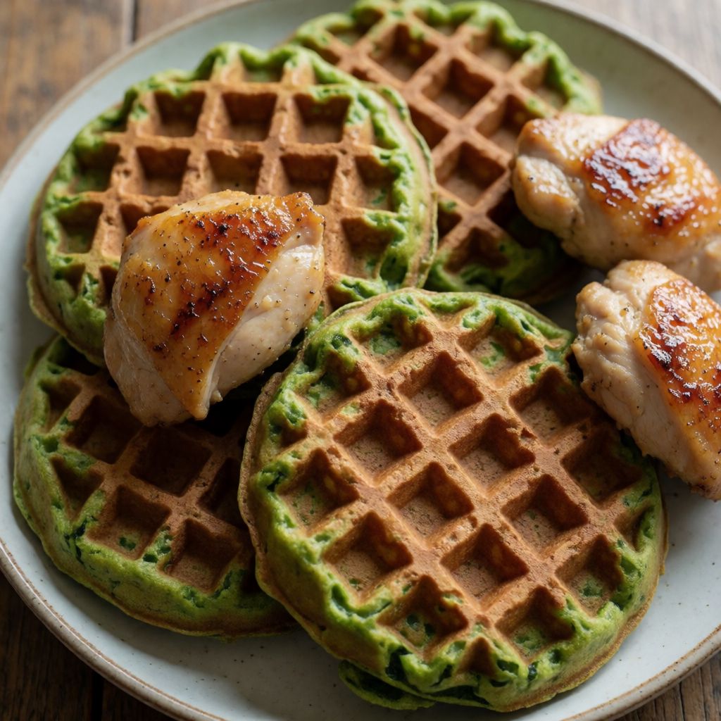 Spinach Waffles with Chicken