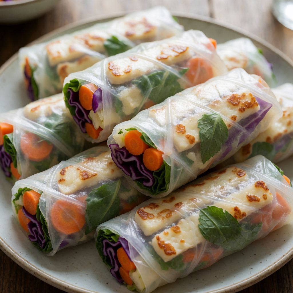 Summer Rolls with Vegetables and Halloumi