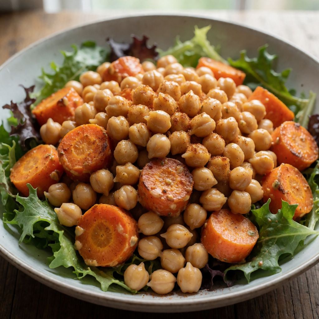 Chickpea Salad with Roasted Carrots