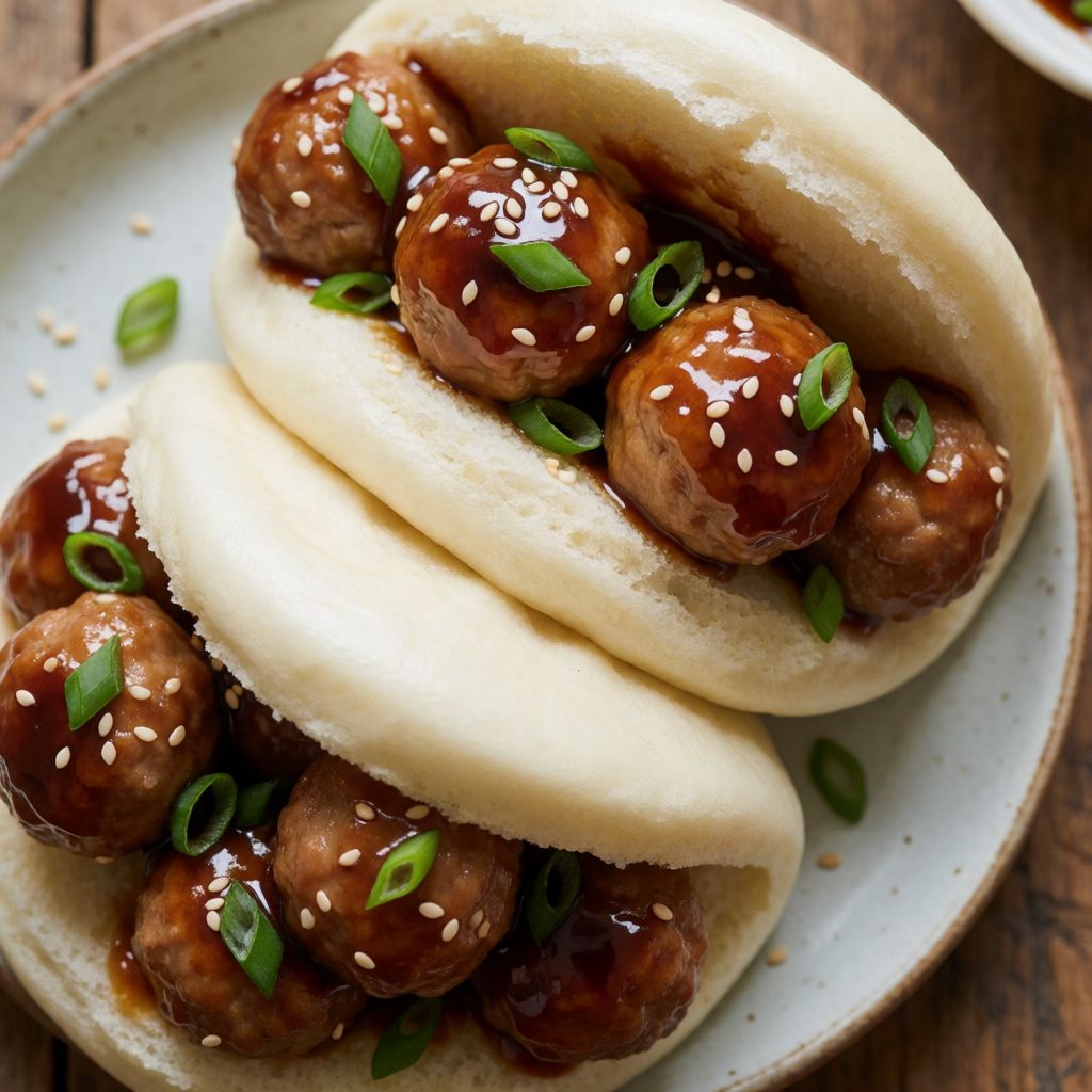 Bao Buns with Asian Chicken Meatballs