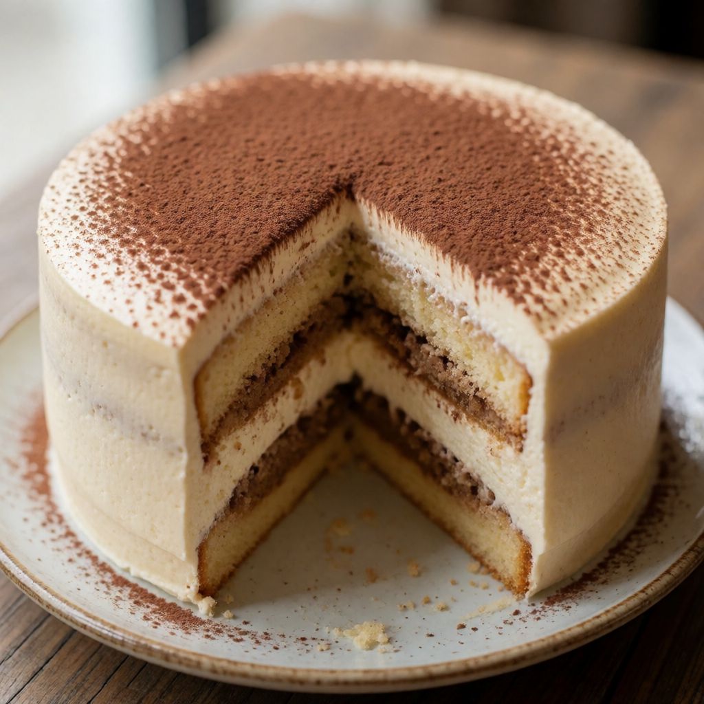 Tiramisu Cake with Sponge and Mascarpone Cream