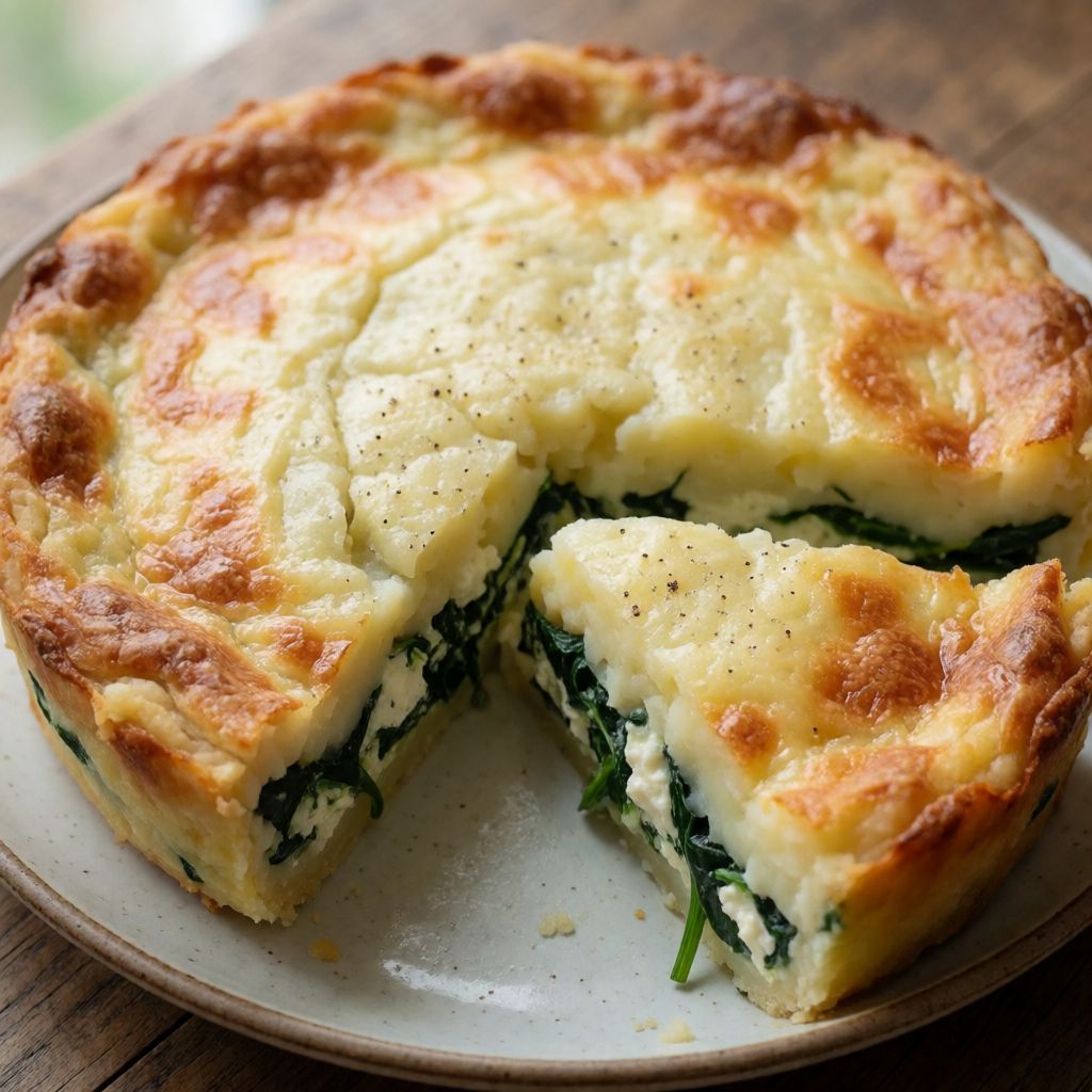 Potato and Spinach Pie Without Puff Pastry