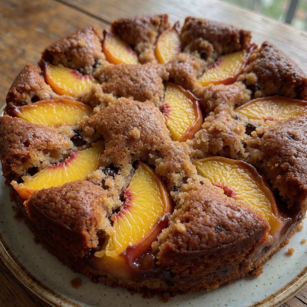 Peach, Amaretti and Chocolate Cake