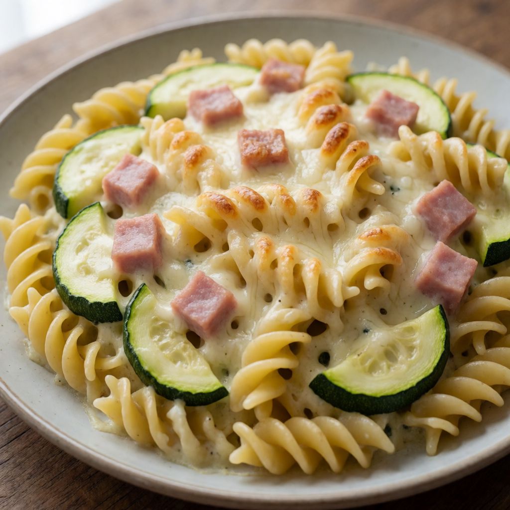 Creamy Baked Pasta with Courgette and Ham