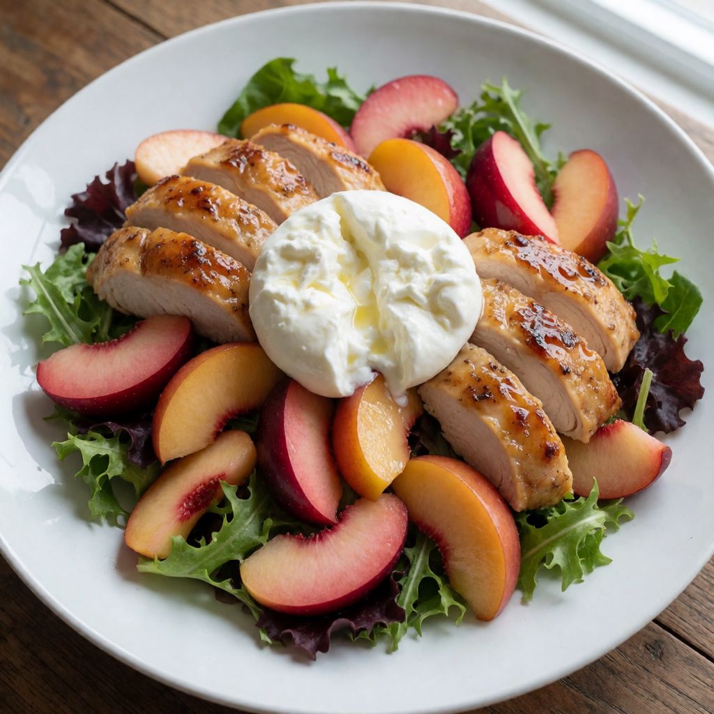 Stone Fruit Salad with Chicken and Burrata