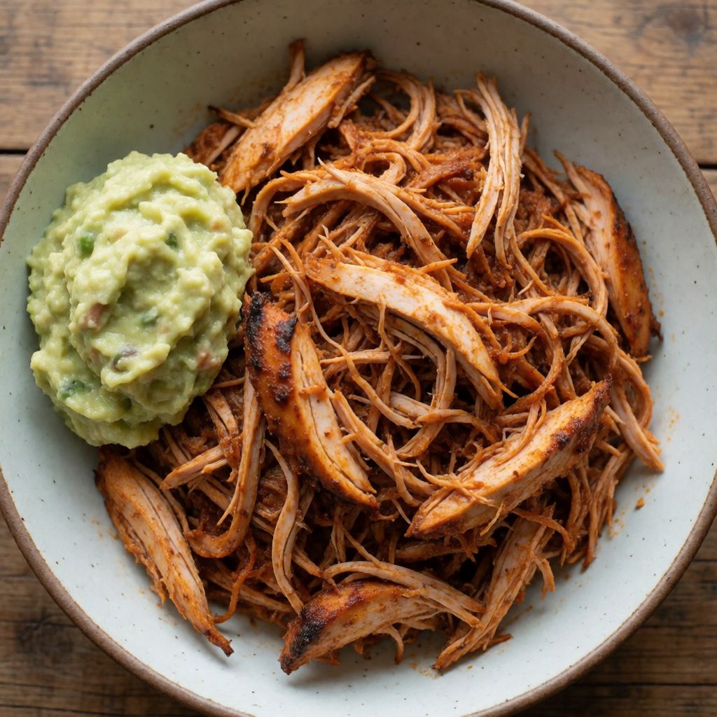 Pulled Chicken Bowl with Guacamole