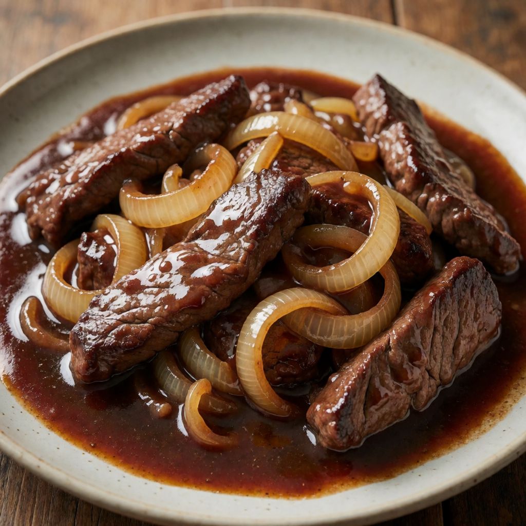 Liellopa gaļas stroganīna Barolo mērcē