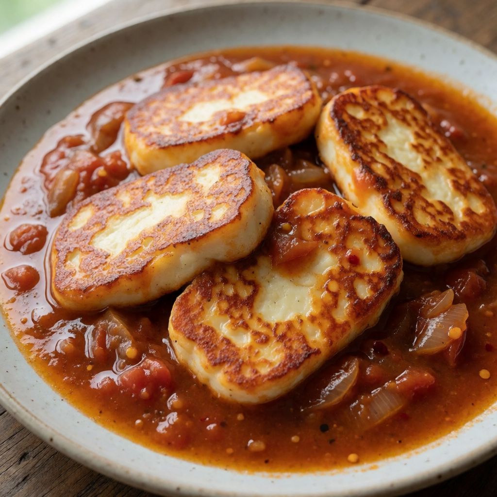 Halloumi in Spiced Tomato Sauce with Butter