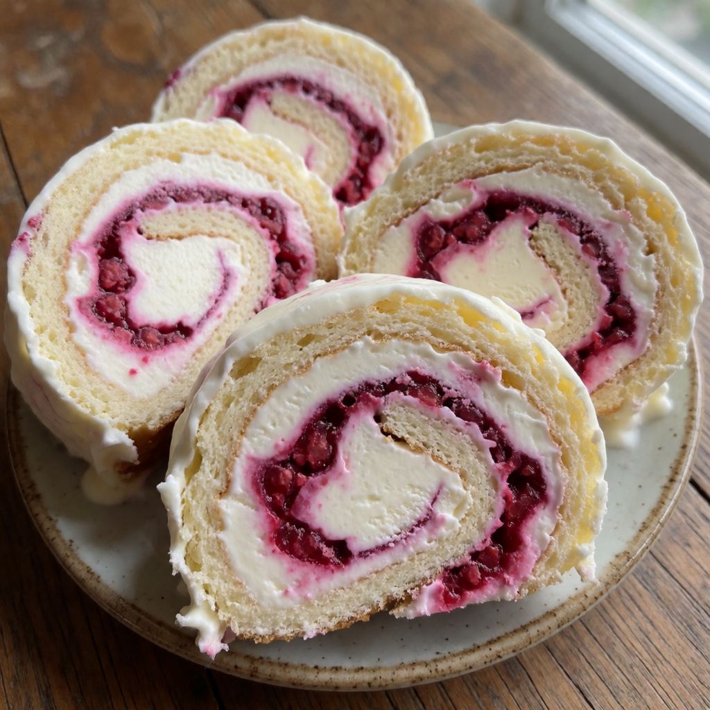 Ice Cream Roulade with Raspberry