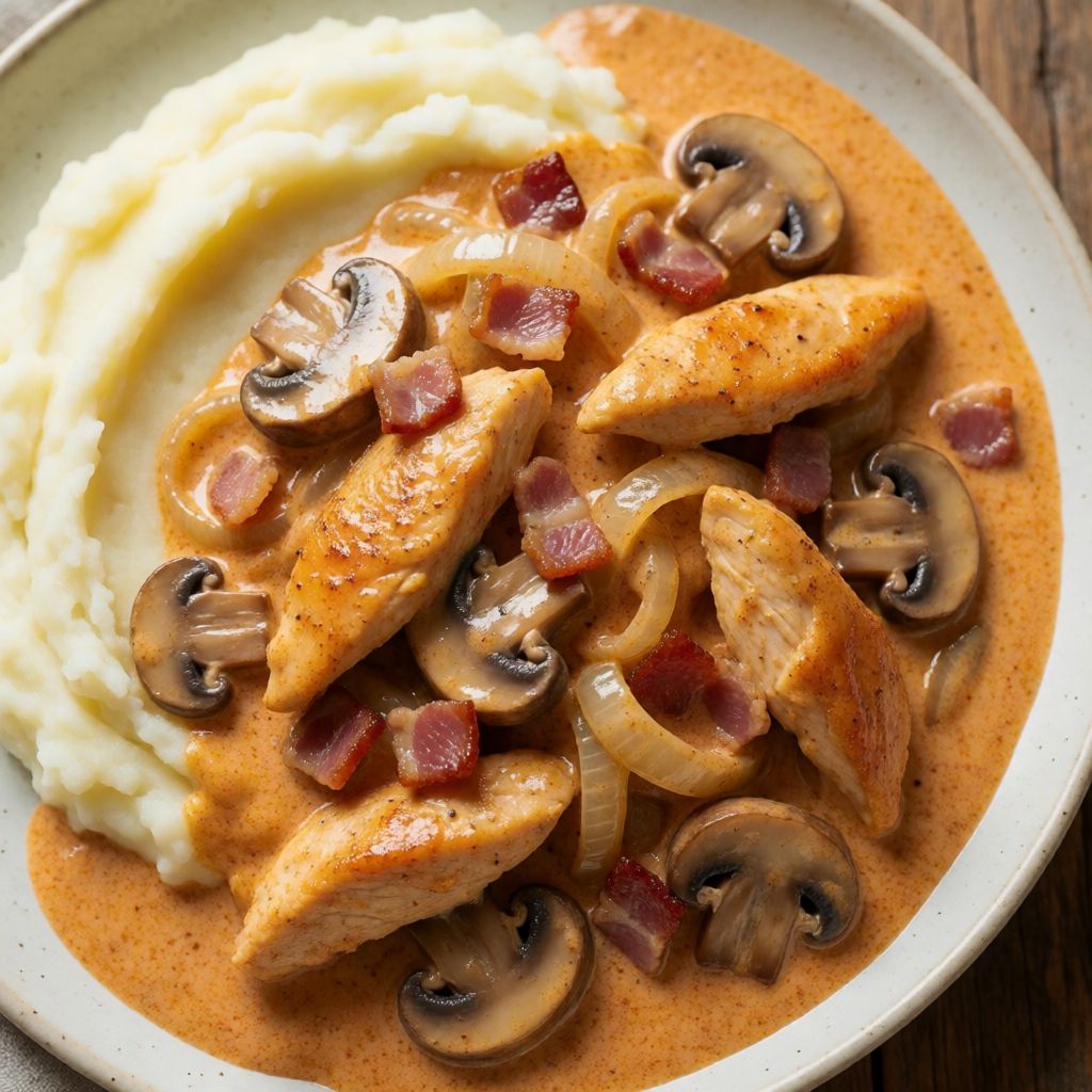 Chicken Stroganoff with Mashed Potatoes