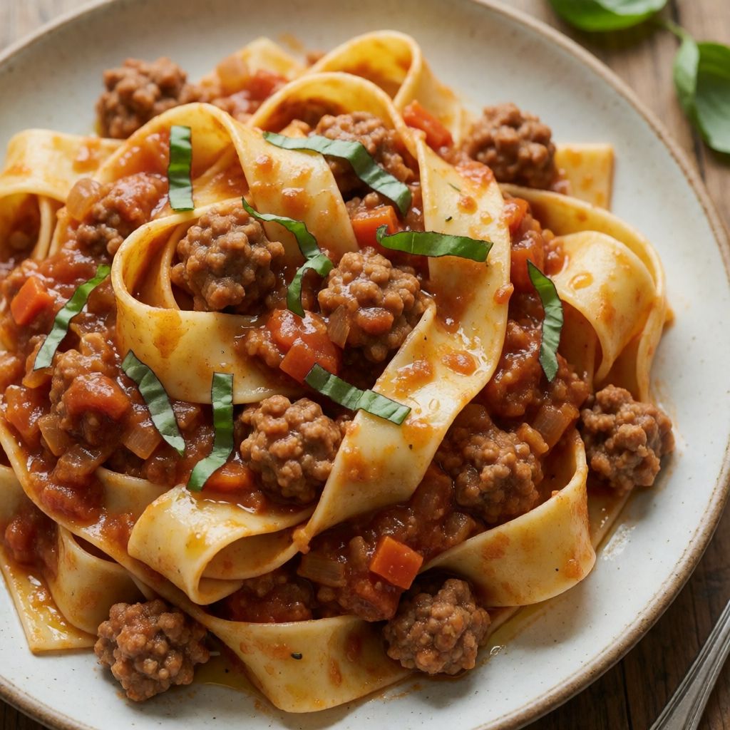 Pappardelle with Sausage Ragù and Basil