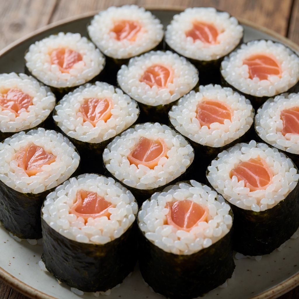 Makis de sushi amb salmó fumat