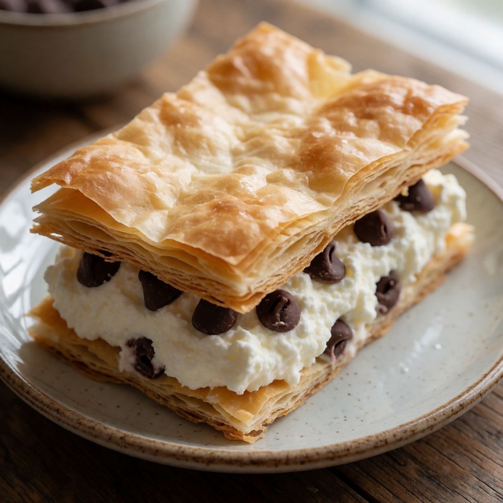 Napoleonskake med ricotta og sjokoladedråper