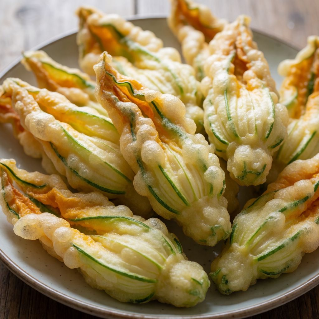 Zucchiniblomster i ølrøre