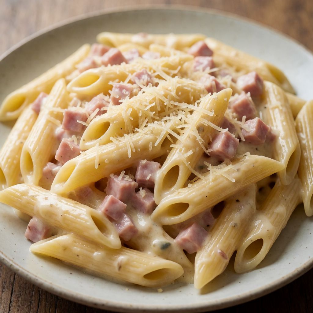 Pasta med fløte og skinke
