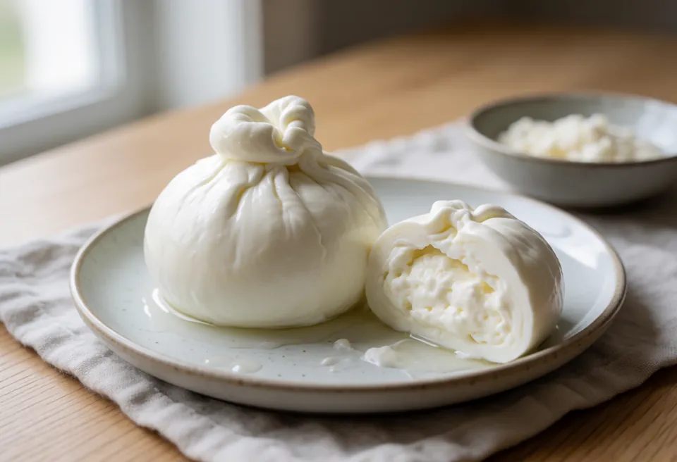 Burrata: fotografie suroviny