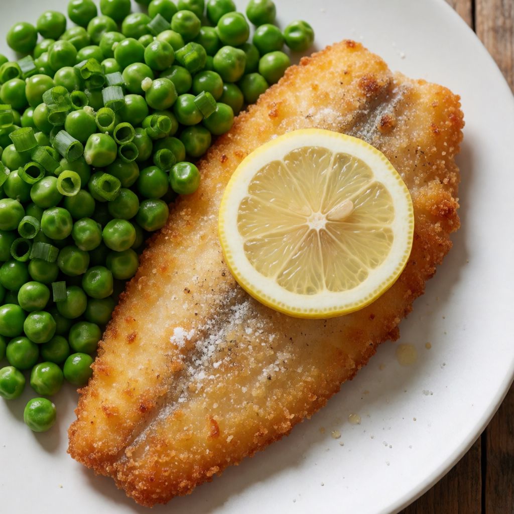 Морський язик з лимоном і горошком