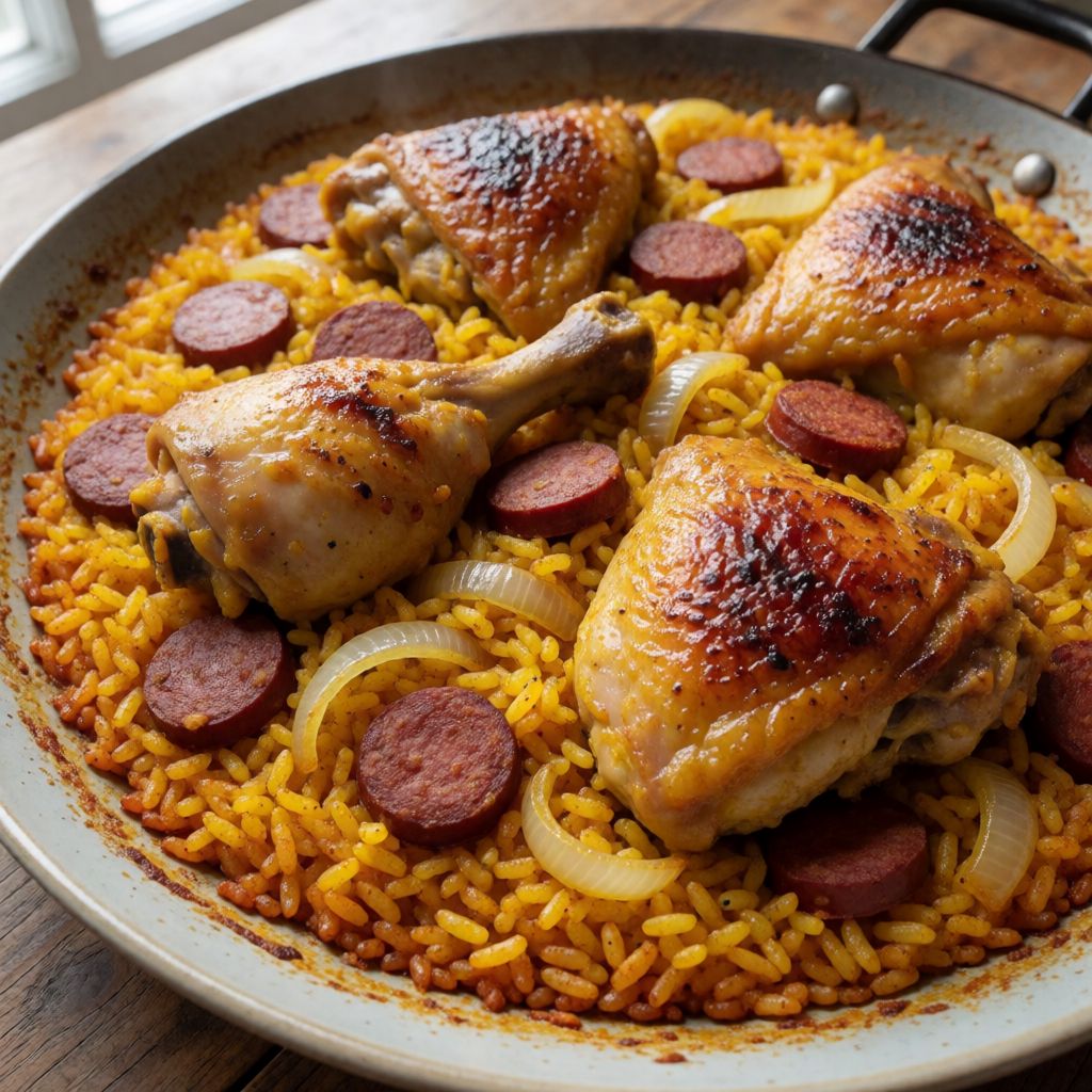 Паелья з куркою та чорізо