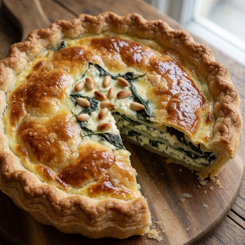 Кіш з мангольдом, рікотою і кедровими горіхами