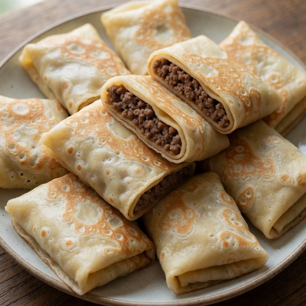Млинці з яловичою начинкою