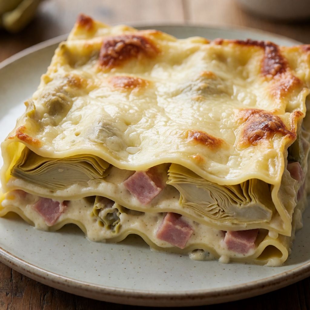 Лазанья з артишоками та шинкою