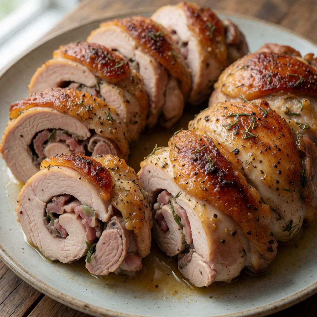 Рулетики з курячих стегенець із панчеттою