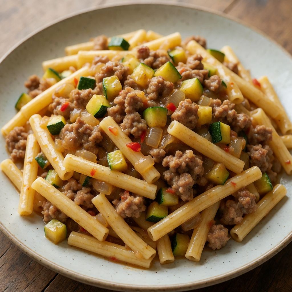 Паста з кабачками та ковбасками